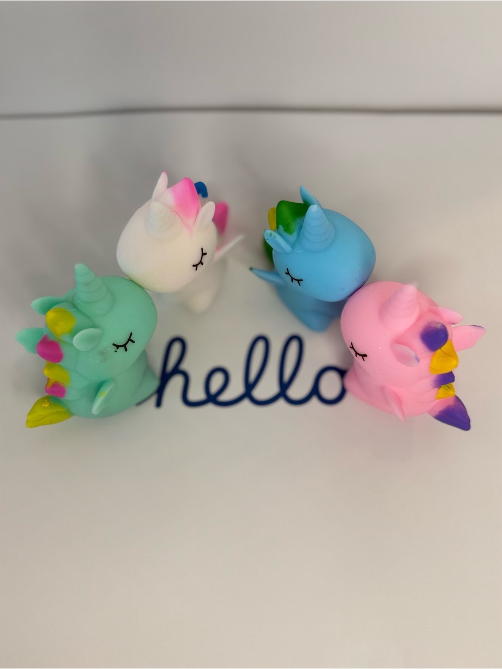 Set of Four Unicorn Squishies Toys - Mint, White, Blue, Pink. New! - Picture 5 of 7